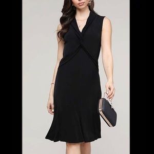 Black Sleeveless Twist-Front Collared Dress, S